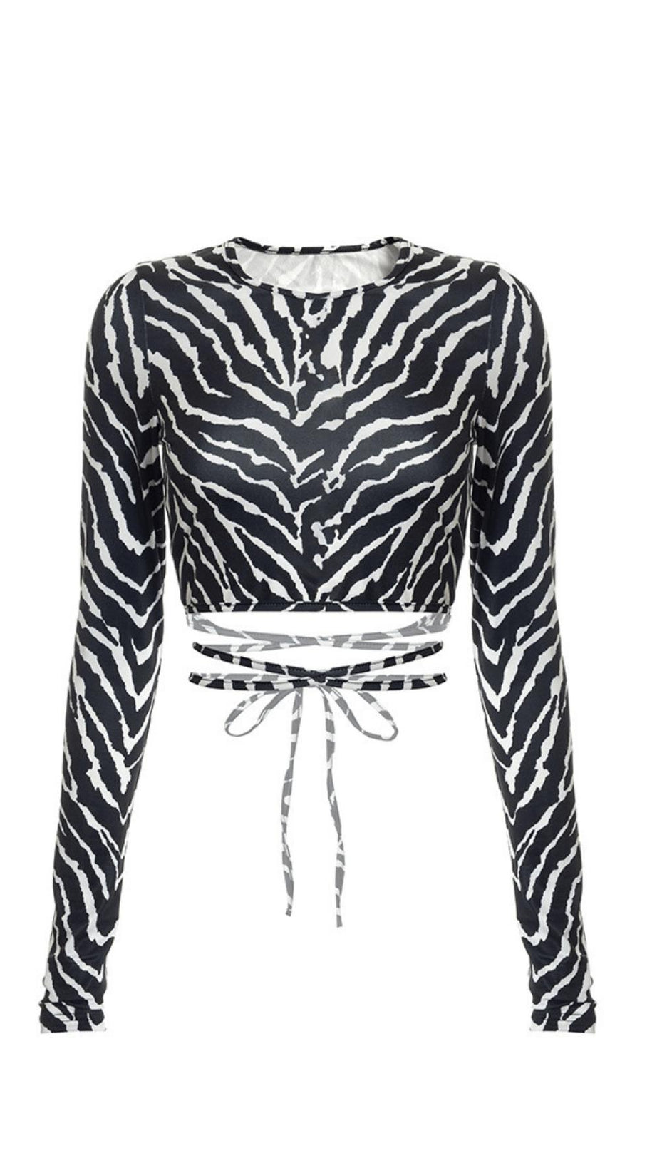 Neckholder-Top mit Zebra-Print und Schnürung