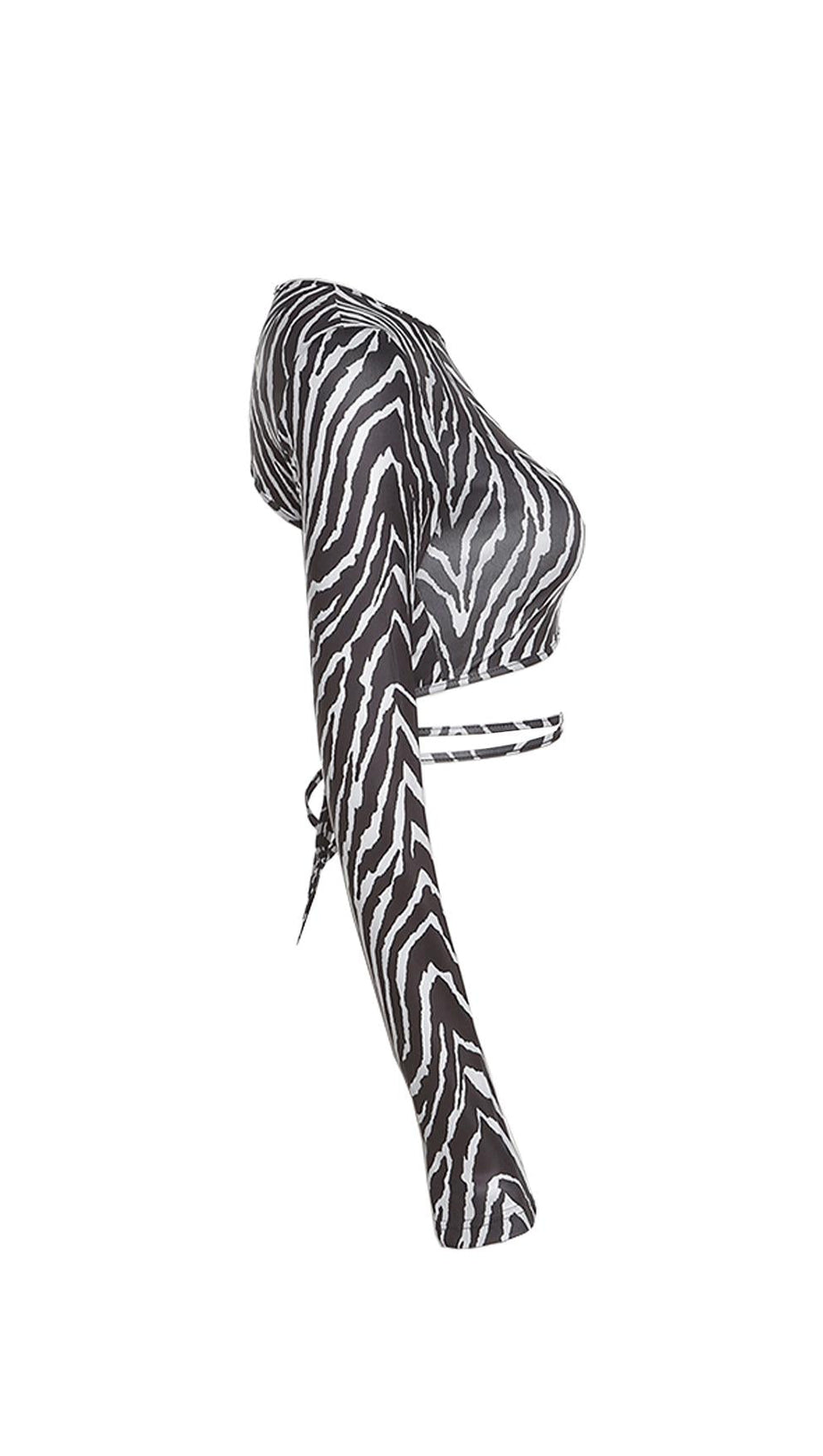 Neckholder-Top mit Zebra-Print und Schnürung