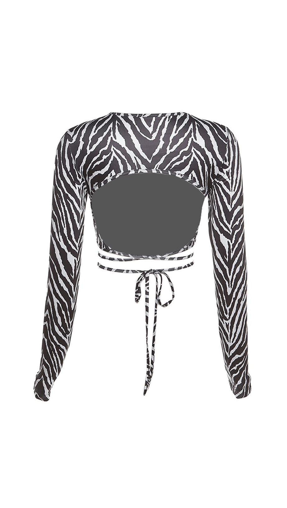 Neckholder-Top mit Zebra-Print und Schnürung