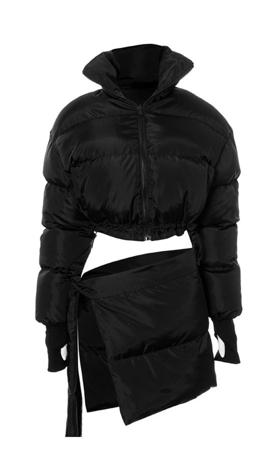 tailleur con gonna a collo alto