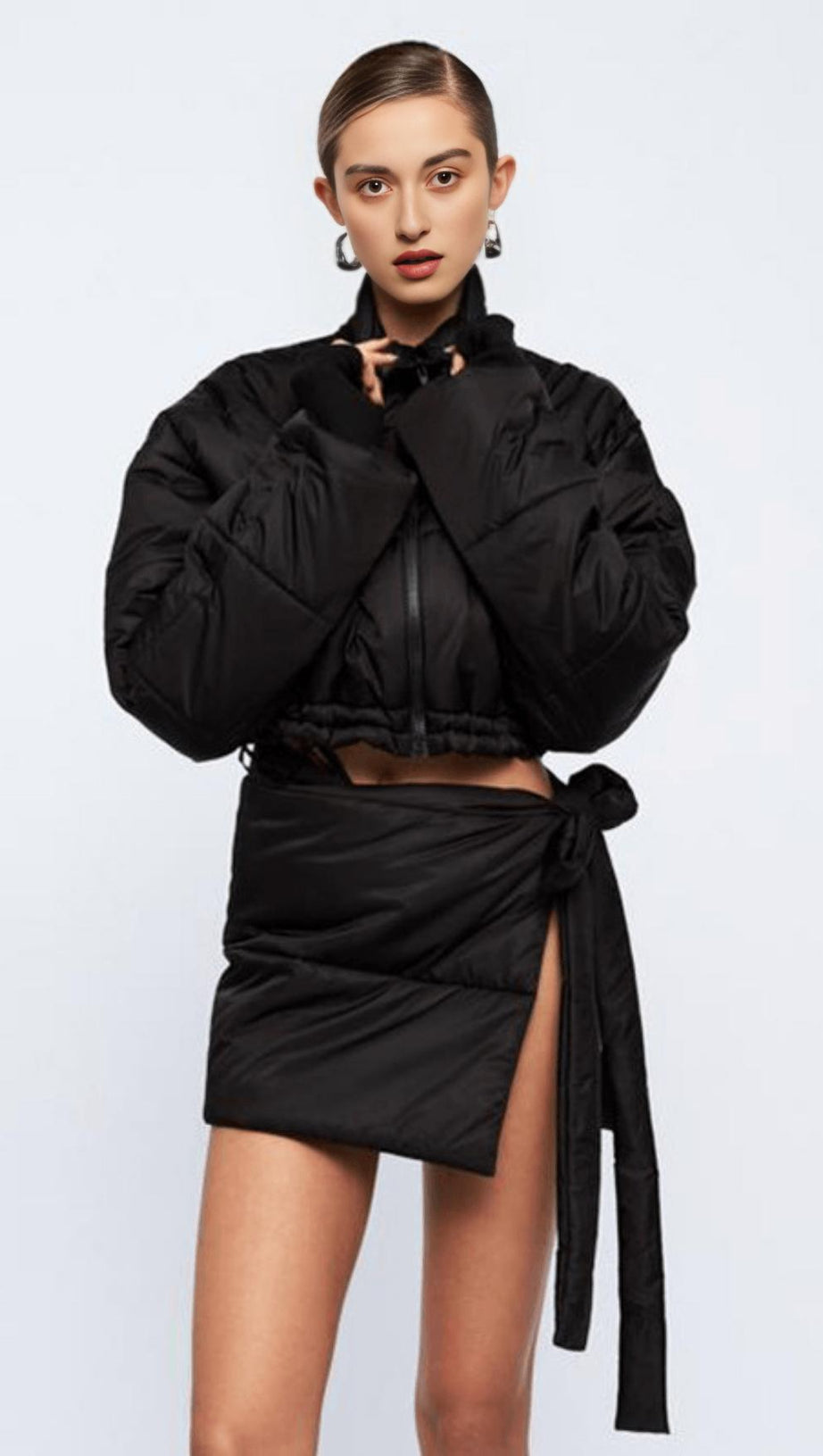 HIGH NECK SKIRT SUIT