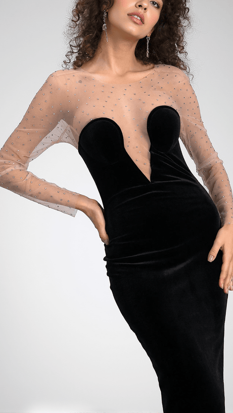 ABITO LUNGO IN VELLUTO A RETE CALATOU