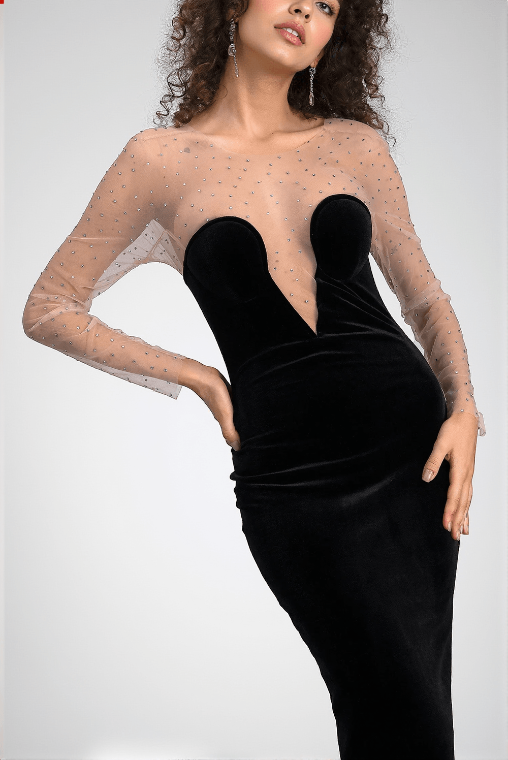 ABITO LUNGO IN VELLUTO A RETE CALATOU