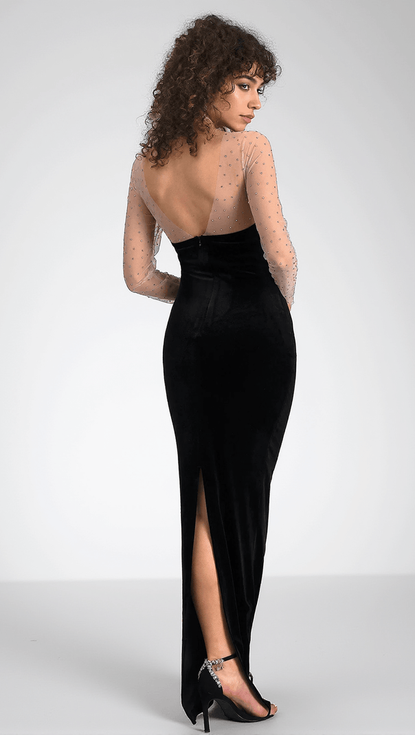 AIIZIE CALATOU MESH VELVET MAXI DRESS - product image
