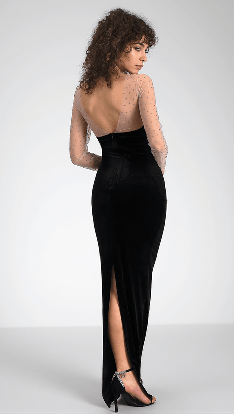 ABITO LUNGO IN VELLUTO A RETE CALATOU