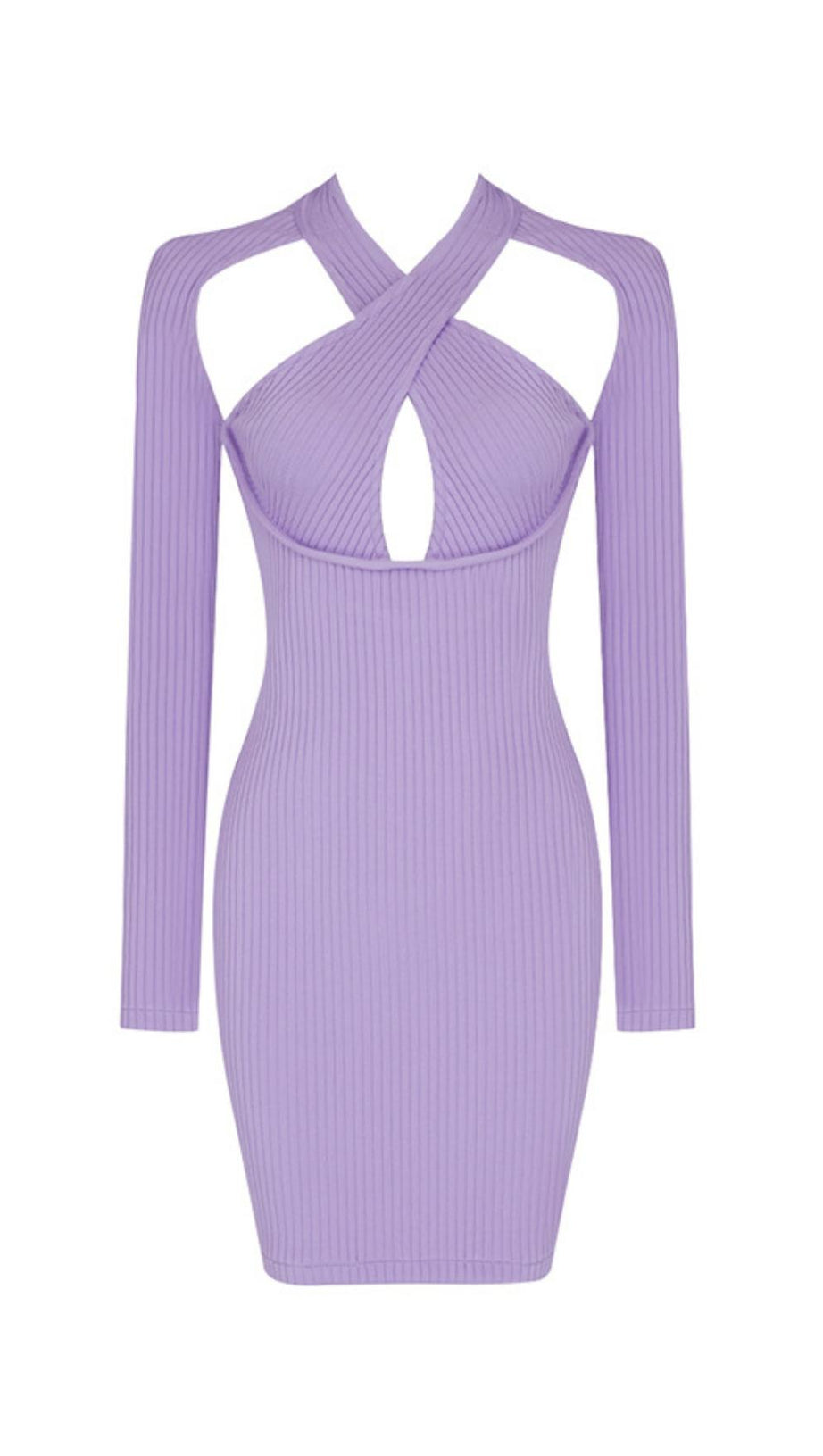 COLLAR HOLLOW OPEN BACK KNITTED DRESS