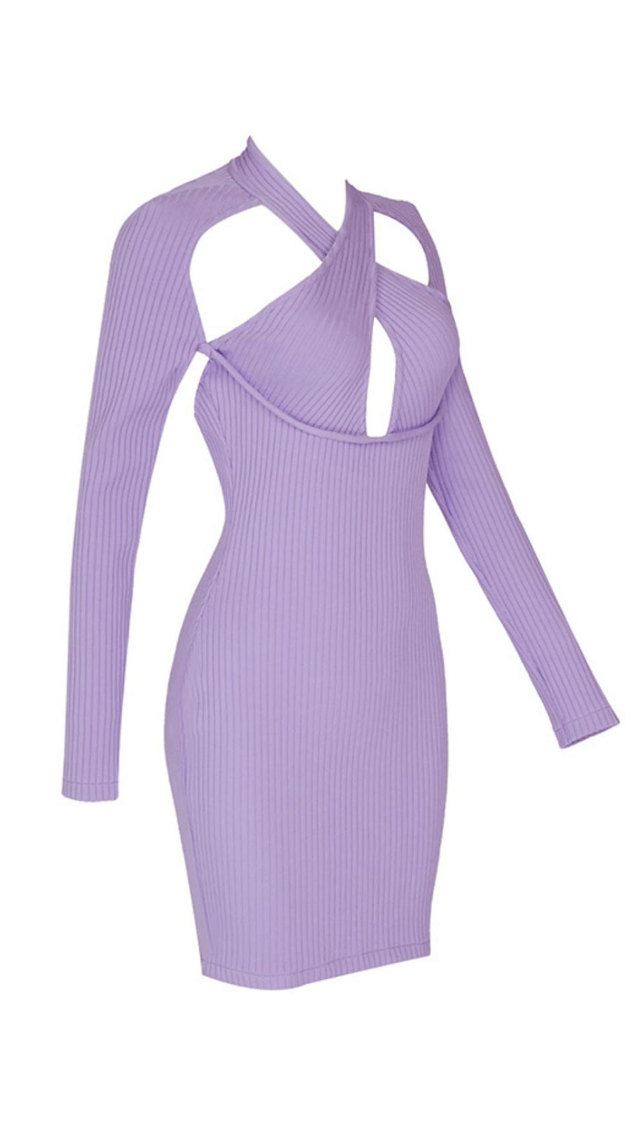 COLLAR HOLLOW OPEN BACK KNITTED DRESS