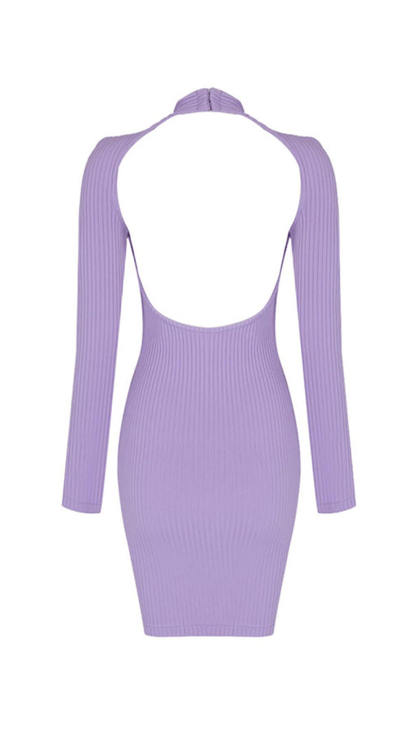 AIIZIE COLLAR HOLLOW OPEN BACK KNITTED DRESS - product image