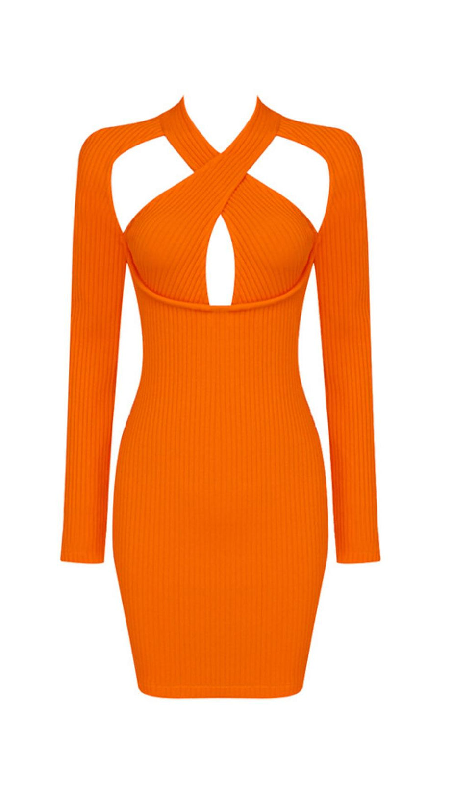 COLLAR HOLLOW OPEN BACK KNITTED DRESS