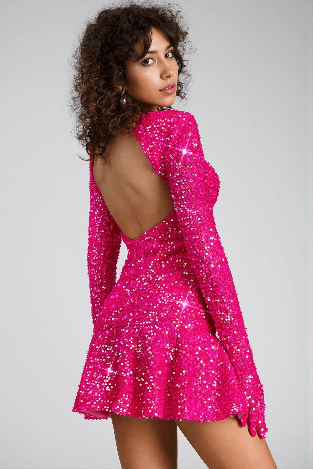 RUBEA MINI ABITO GLITTER CON SCHIENA SENZA COLLO ALTO