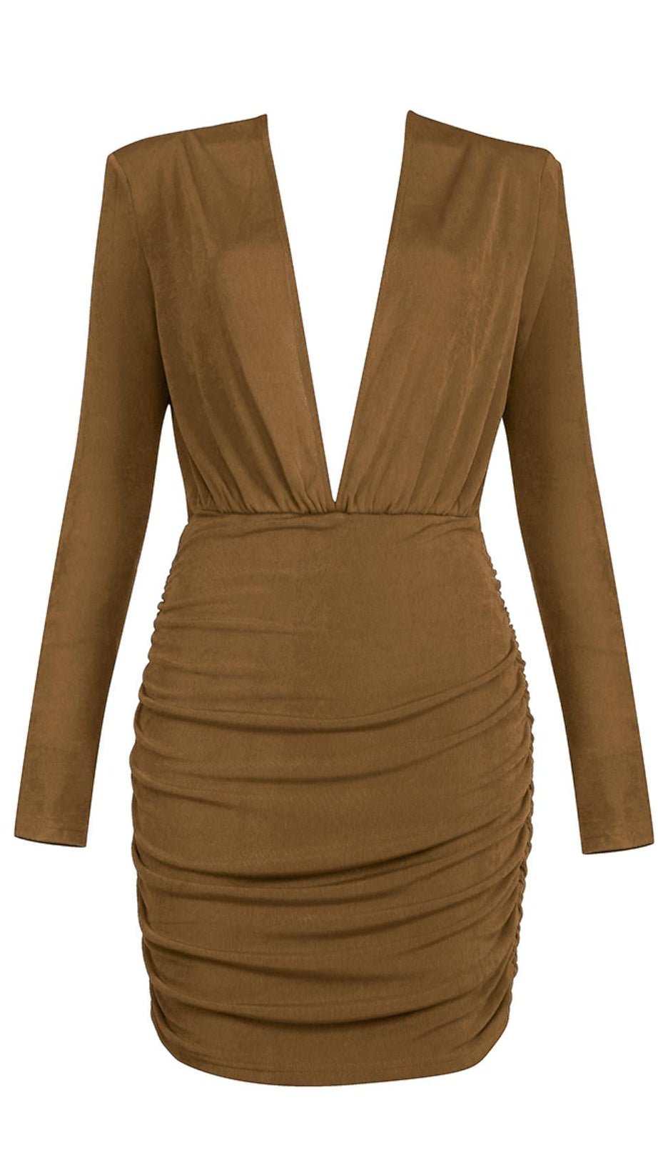 Schmales Kleid mit tiefem V-Ausschnitt und Plissee