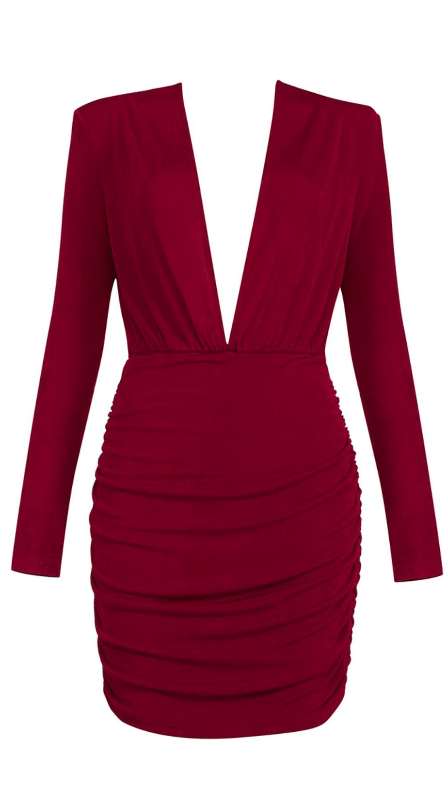 Schmales Kleid mit tiefem V-Ausschnitt und Plissee