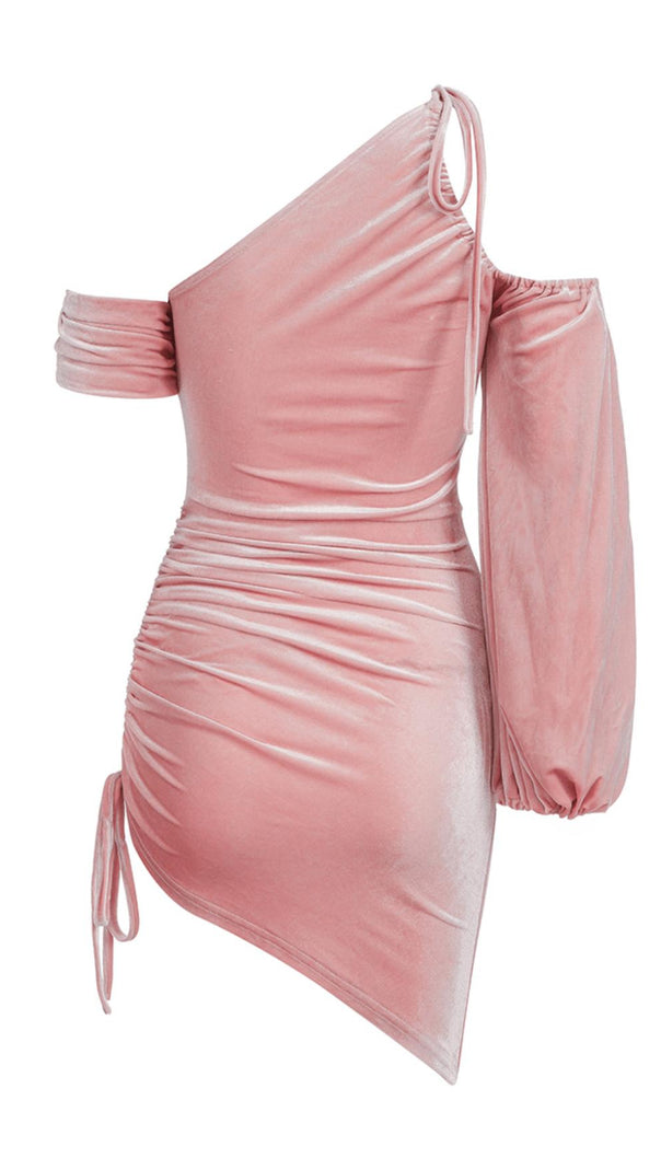 AIIZIE GOLD VELVET DRAWSTRING IRREGULAR DRESS - product image