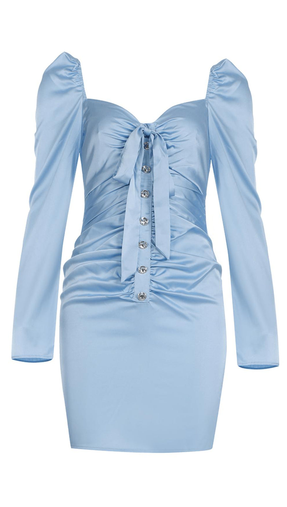 RHINESTONE FRONT TIE BOW DRESS