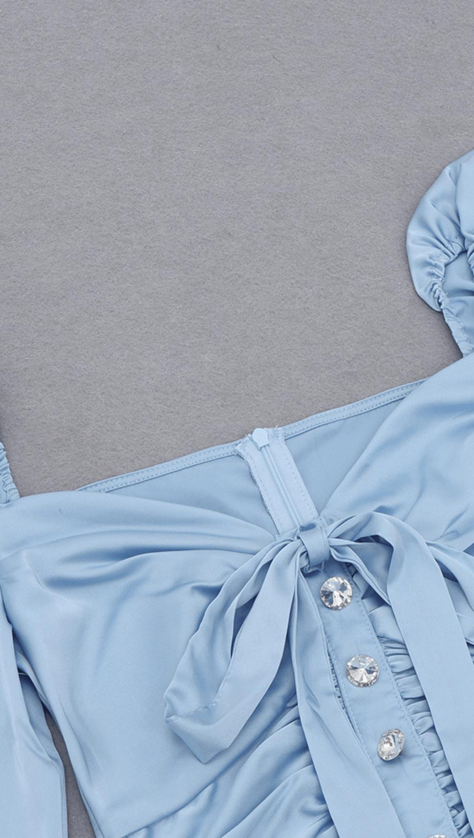 RHINESTONE FRONT TIE BOW DRESS