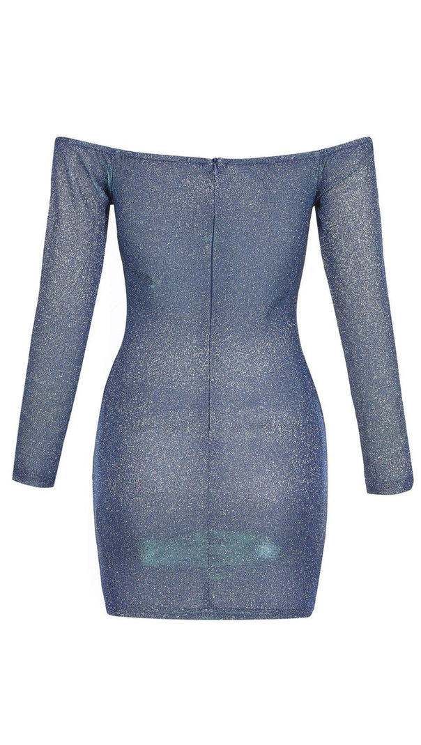 AIIZIE SKY BLUE OFF SHOULDER MINI DRESS - product image