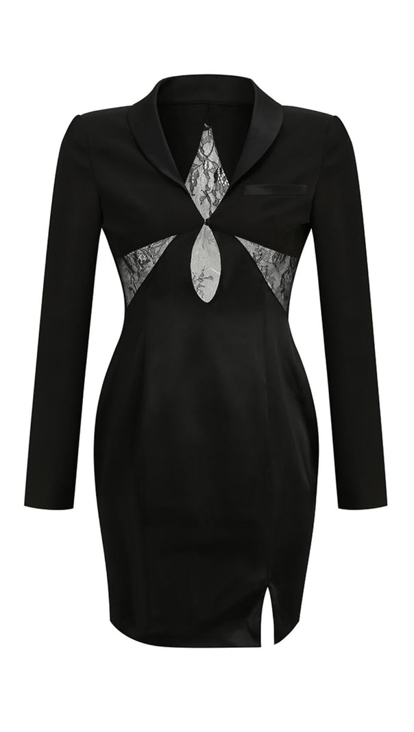 AIIZIE V-NECK CUTOUT SUIT COLLAR DRESS - product image