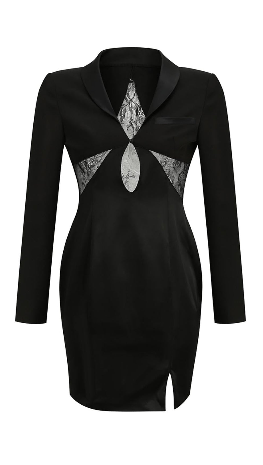 V-NECK CUTOUT SUIT COLLAR DRESS