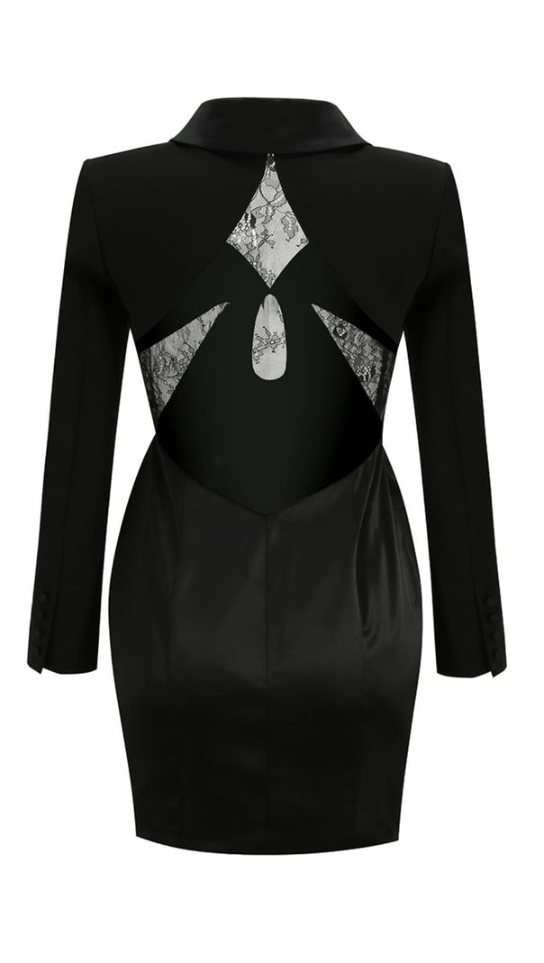 AIIZIE V-NECK CUTOUT SUIT COLLAR DRESS - product image
