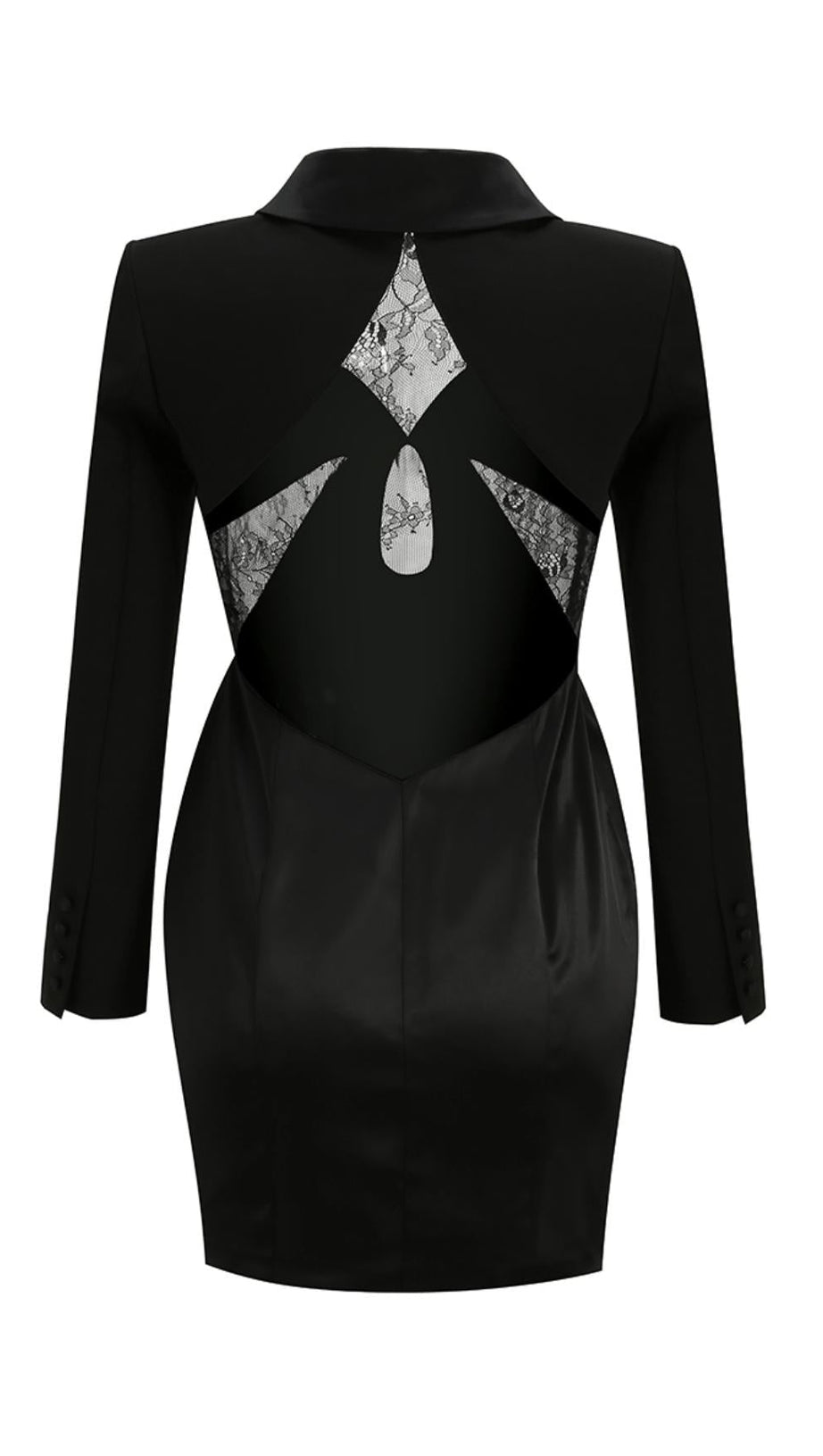 V-NECK CUTOUT SUIT COLLAR DRESS