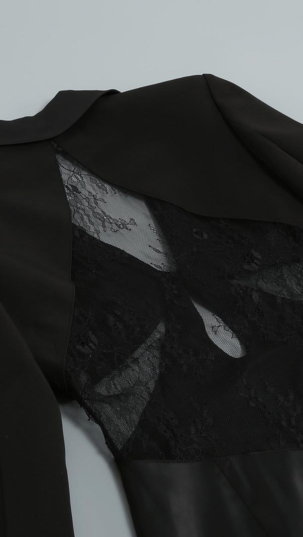AIIZIE V-NECK CUTOUT SUIT COLLAR DRESS - product image