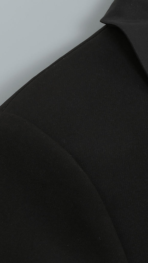 V-Neck Cutout Suit Collar Dress