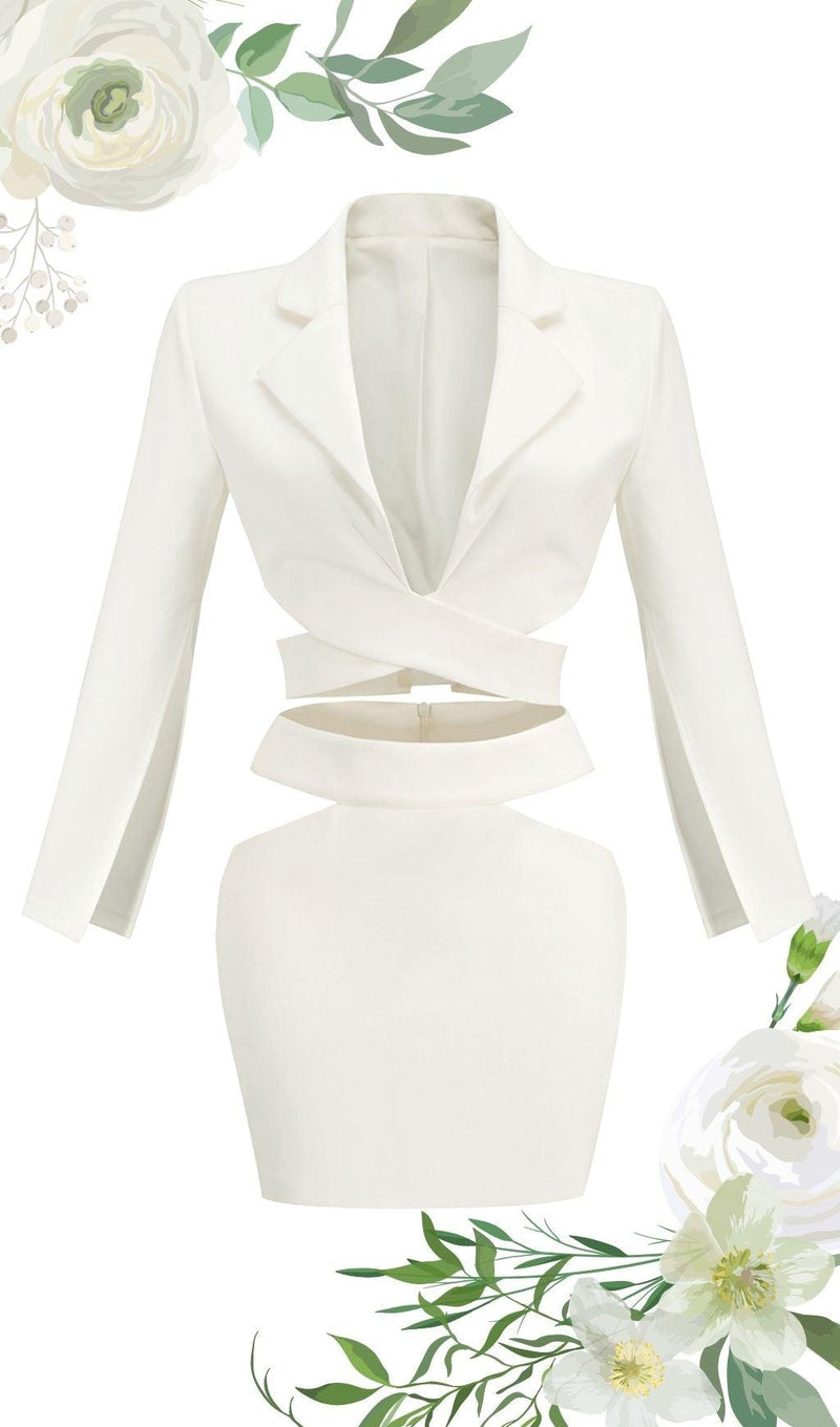 WHITE WTO PIECE DRESS SUIT