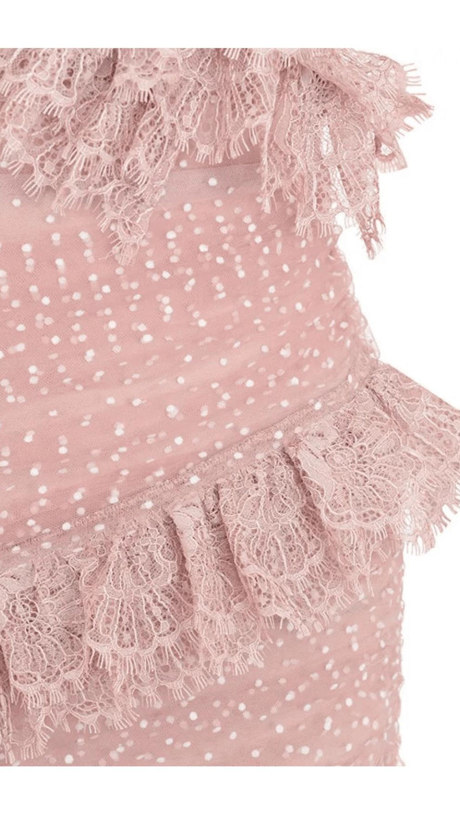 BLUSH LACE FRILL MINI DRESS