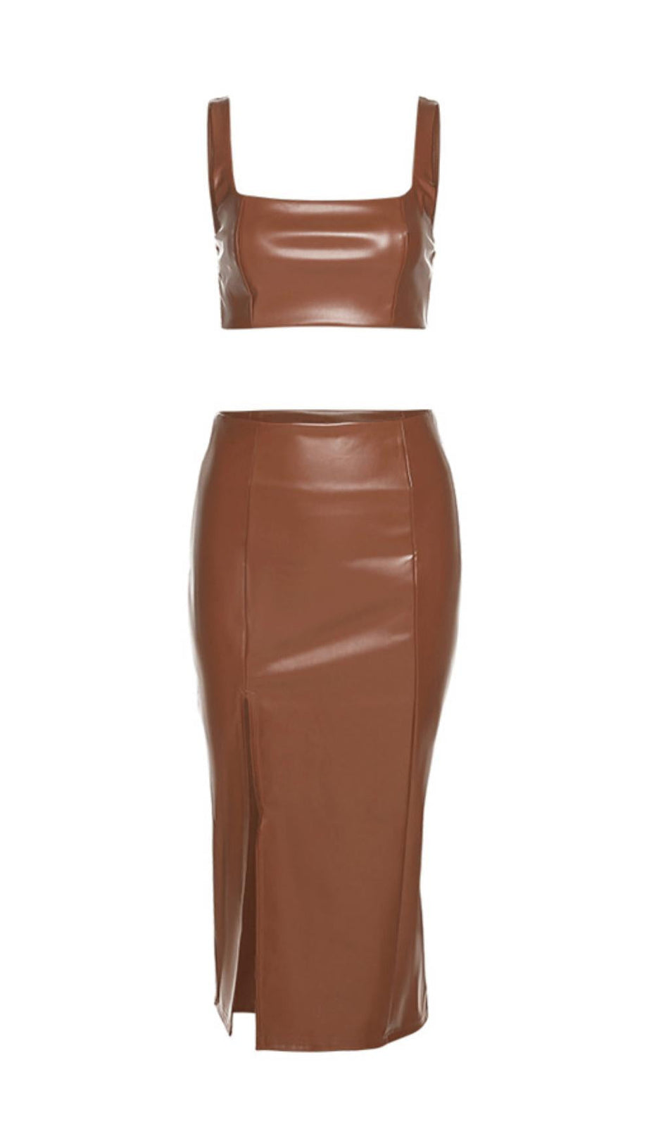 PU VEST TWO PIECE SUIT