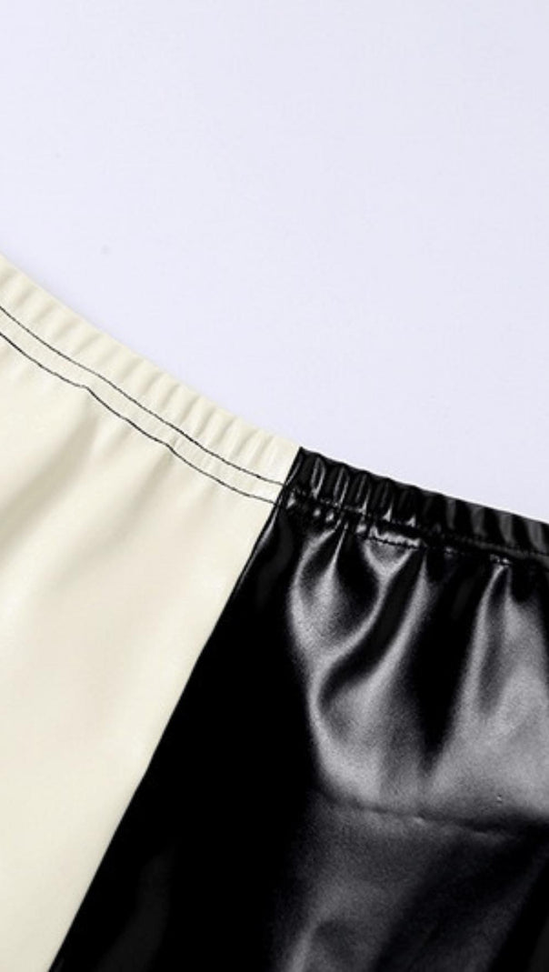 AIIZIE HIGH WAIST CONTRAST LEATHER SKIRT - product image