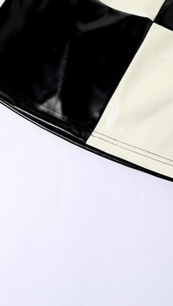 AIIZIE HIGH WAIST CONTRAST LEATHER SKIRT - product image