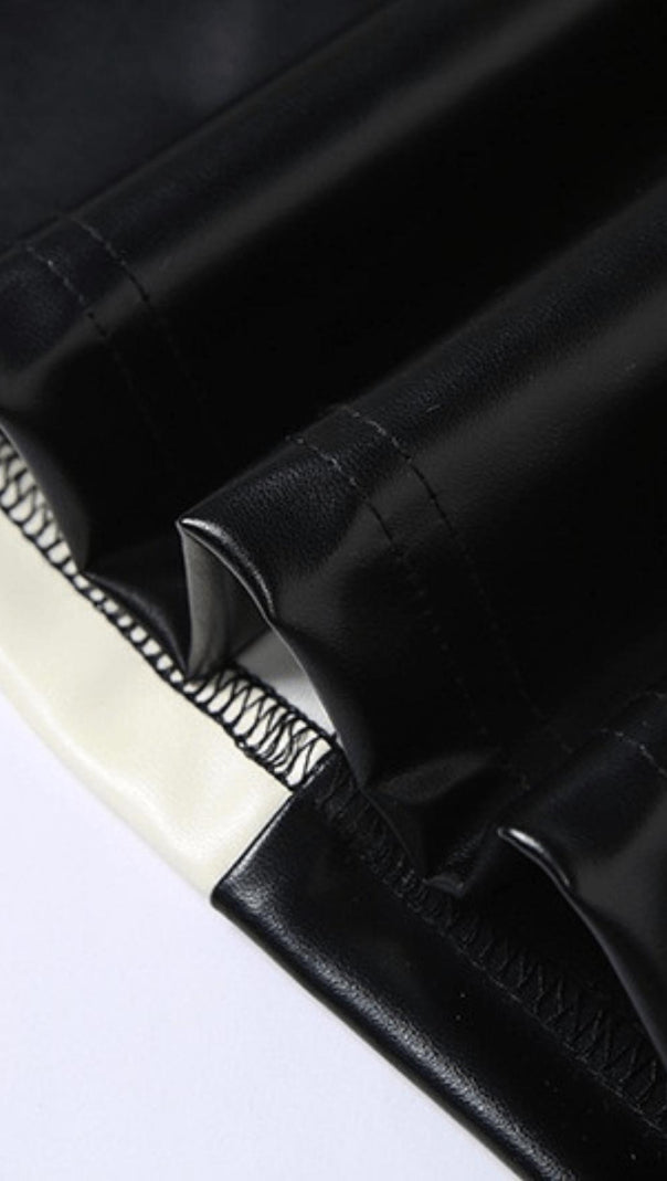 AIIZIE HIGH WAIST CONTRAST LEATHER SKIRT - product image