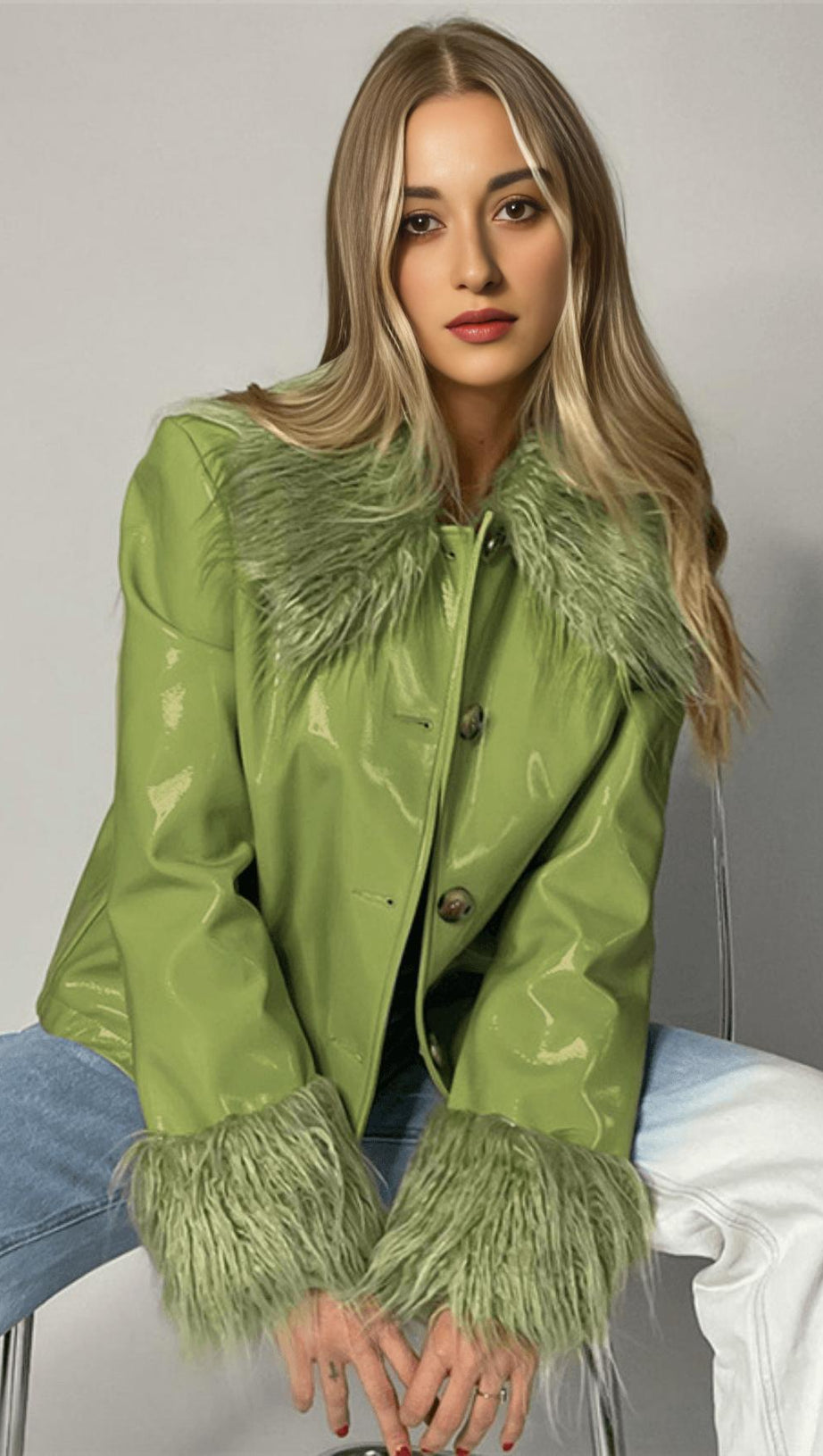 Einreihige Lederjacke