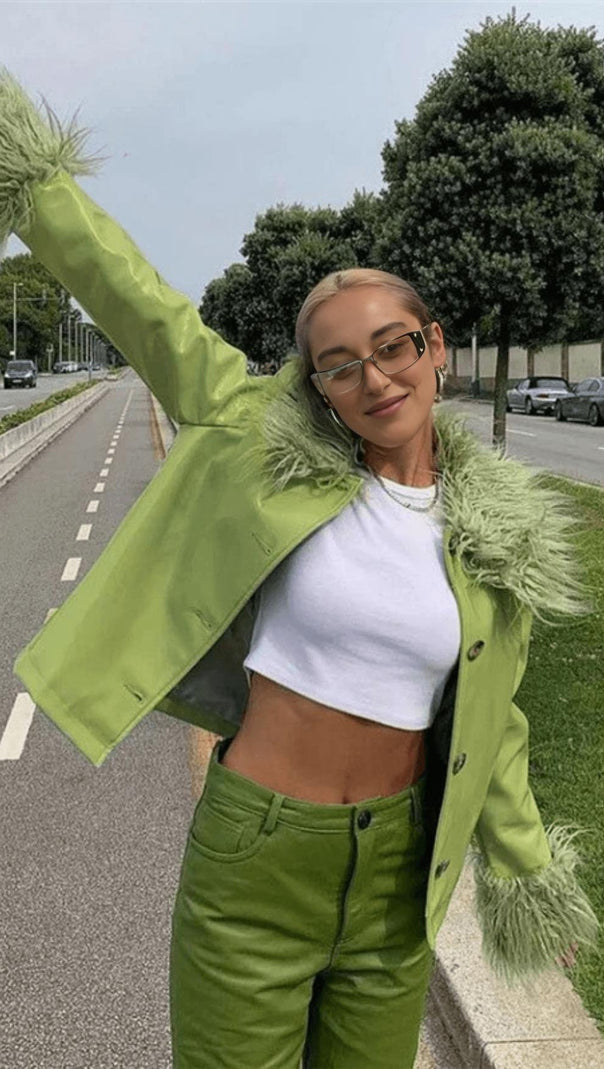 AIIZIE SINGLE-BREASTED LEATHER JACKET - product image