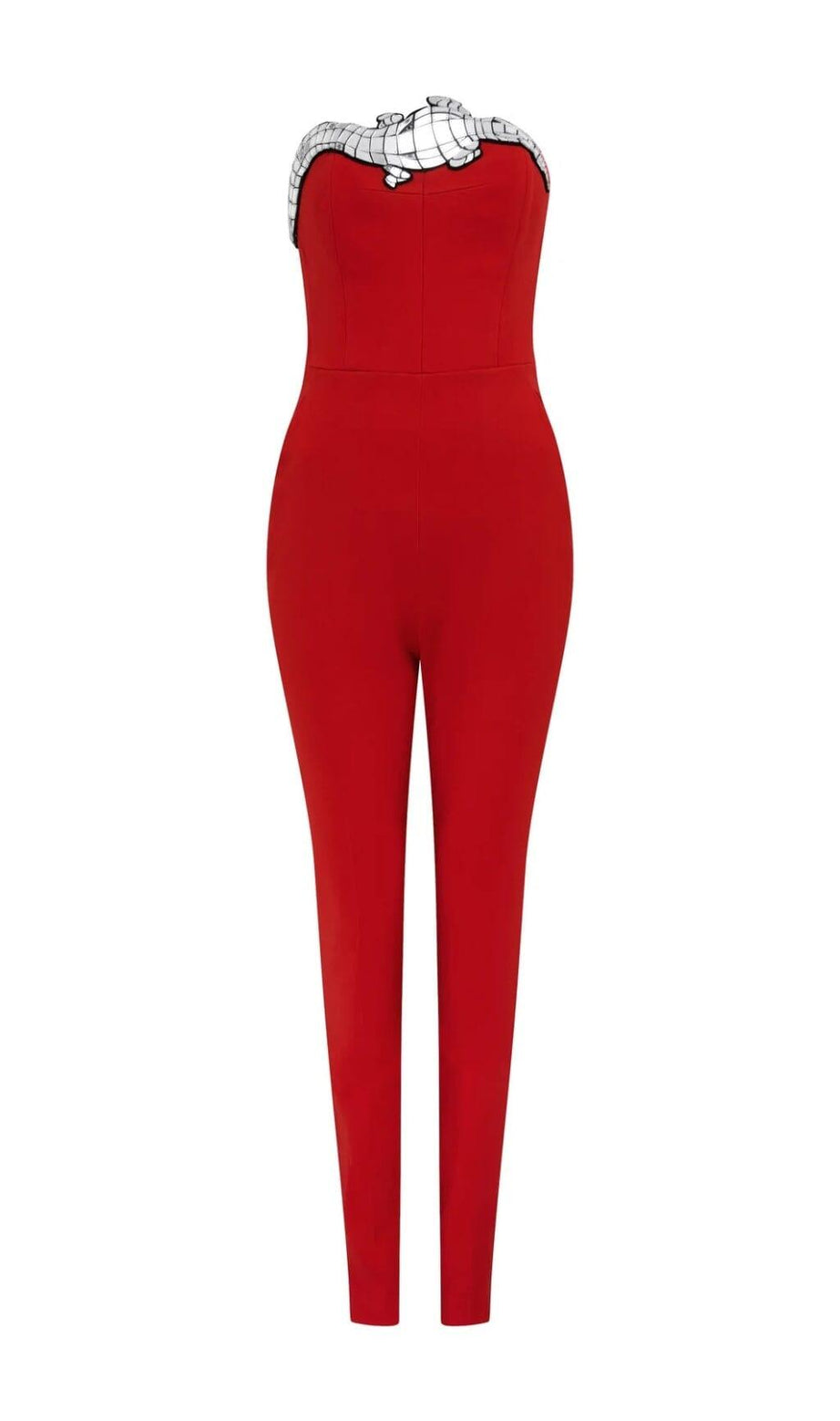 TUTA CON BENDAGGI E PAILLETTES ROSSA