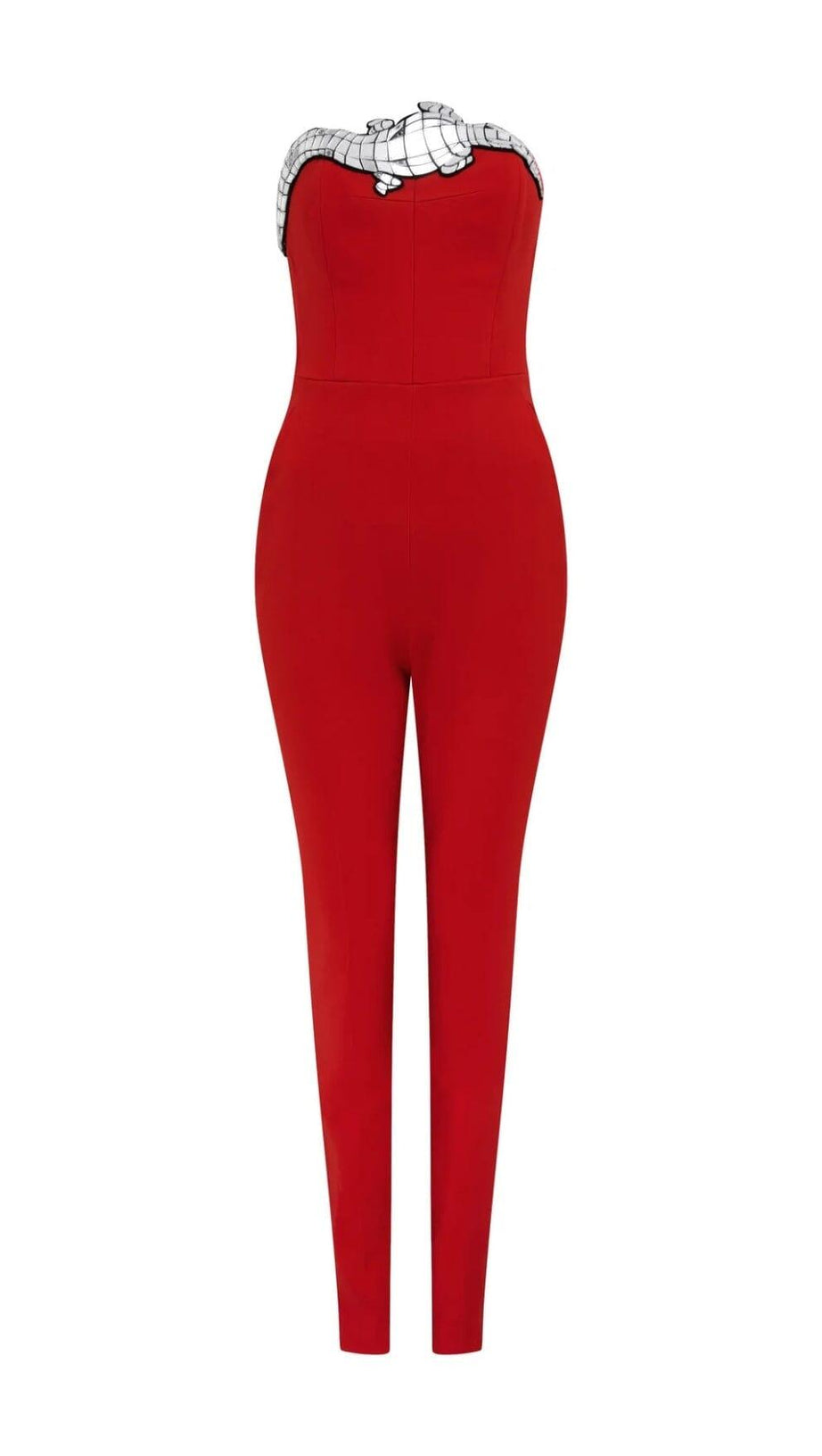 SEQUIN BANDAGE JUMPSUIT IN RED