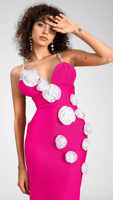 Fotelli Kleid mit Perlenträgern und Blumenmuster