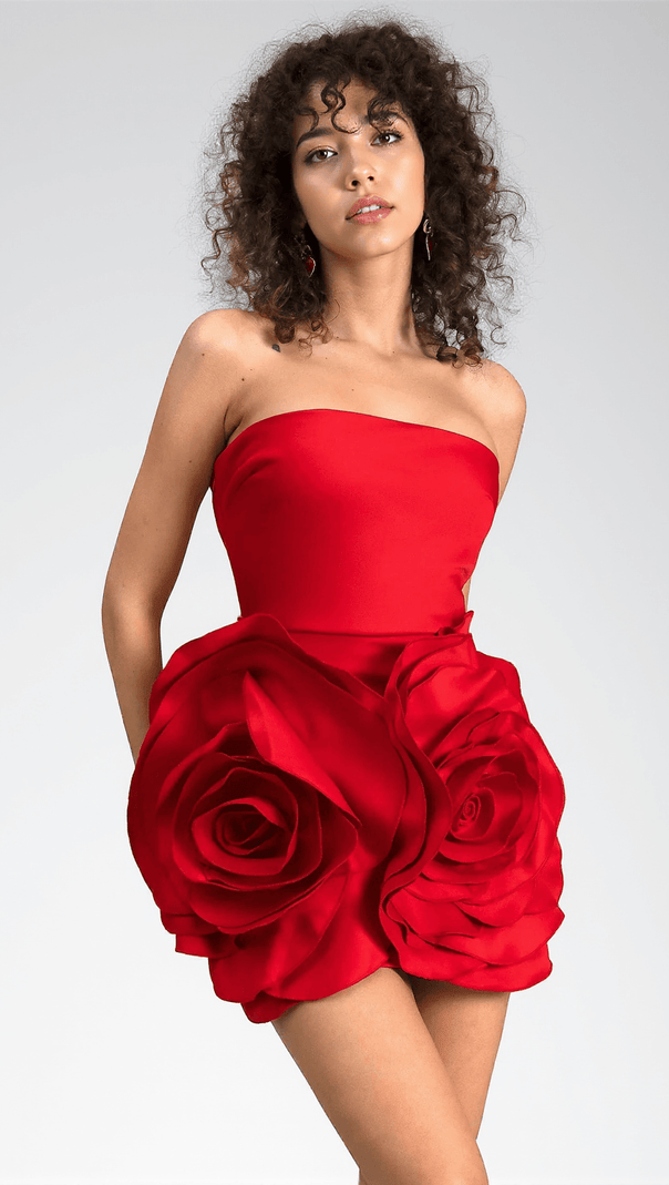 AIIZIE SPINELLI STRAPLESS 3D FLOWER MINI DRESS - product image