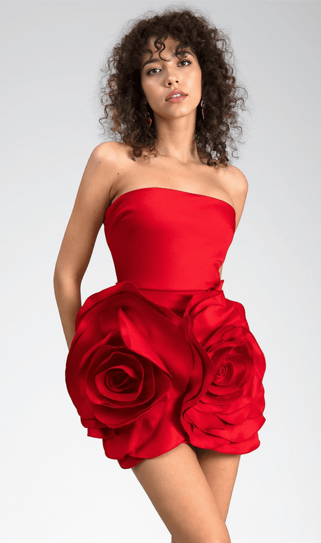 Spinelli – Trägerloses Minikleid mit 3D-Blumen