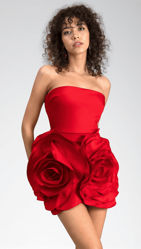 SPINELLI STRAPLESS 3D FLOWER MINI DRESS