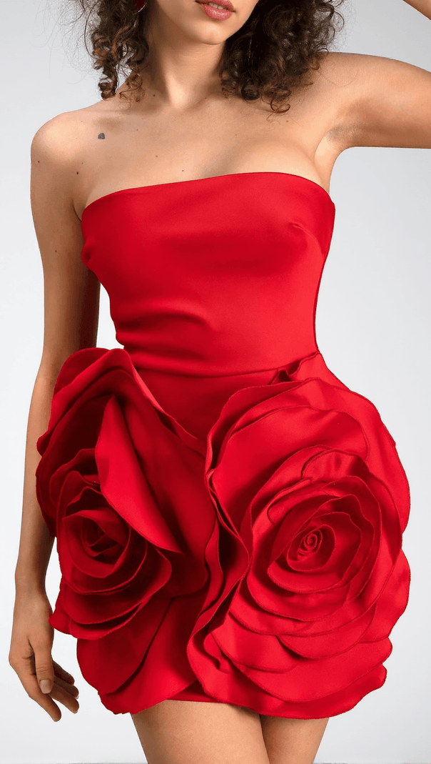 AIIZIE SPINELLI STRAPLESS 3D FLOWER MINI DRESS - product image