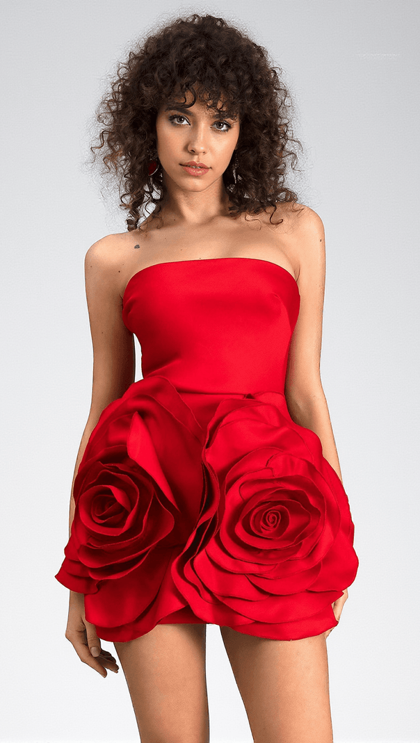 AIIZIE SPINELLI STRAPLESS 3D FLOWER MINI DRESS - product image