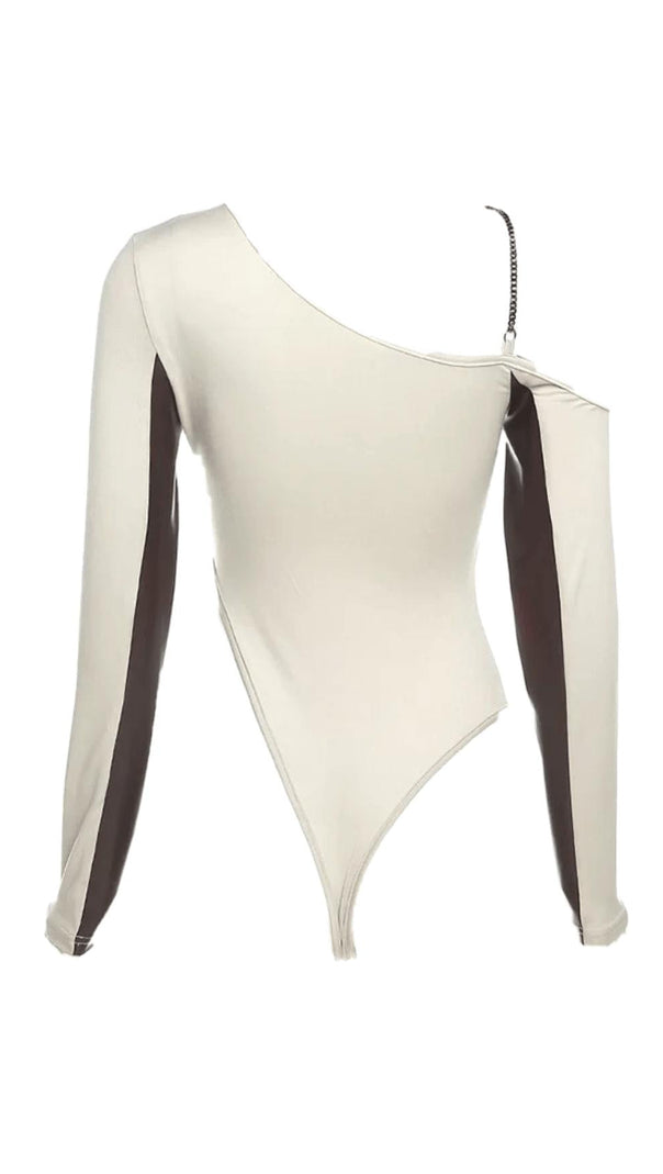 AIIZIE DIAGONAL SLEEVE LEATHER BODYSUIT - product image