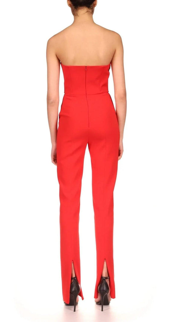 AIIZIE SEQUIN BANDAGE JUMPSUIT IN RED - product image