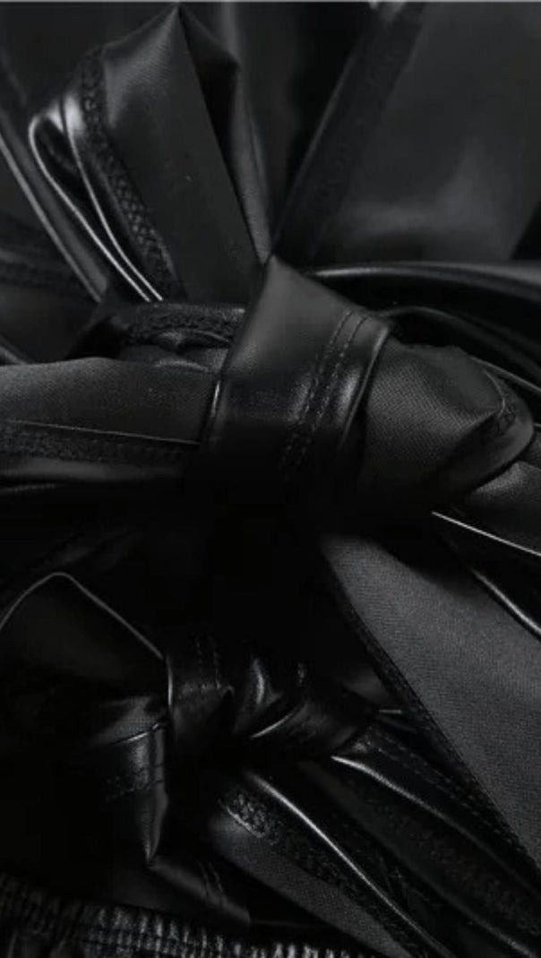 AIIZIE LOW-CUT HOLLOW FAUX LEATHER DRESS - product image