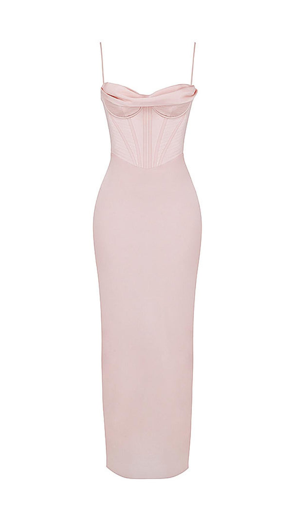 AIIZIE PINK SATIN SUSPENDER ELEGANT DRESS - product image