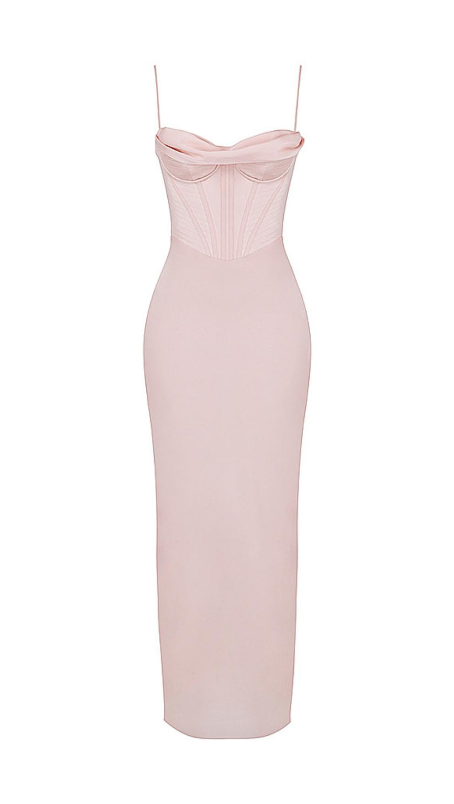 PINK SATIN SUSPENDER ELEGANT DRESS