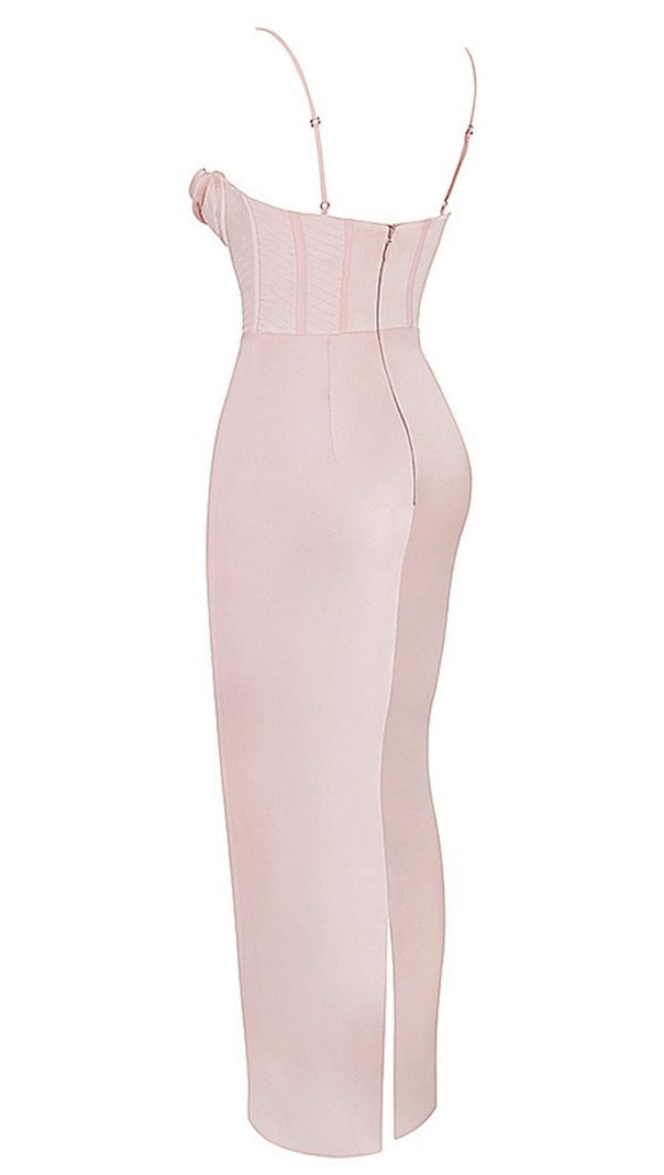 AIIZIE PINK SATIN SUSPENDER ELEGANT DRESS - product image