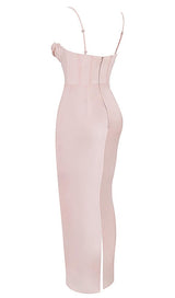 Pink satin suspender elegant dress