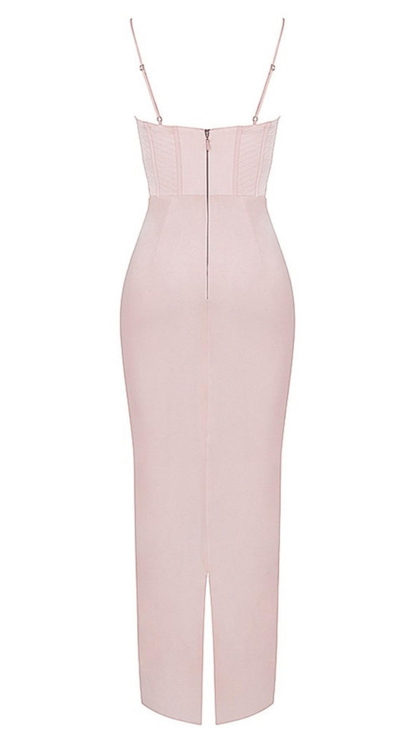 AIIZIE PINK SATIN SUSPENDER ELEGANT DRESS - product image